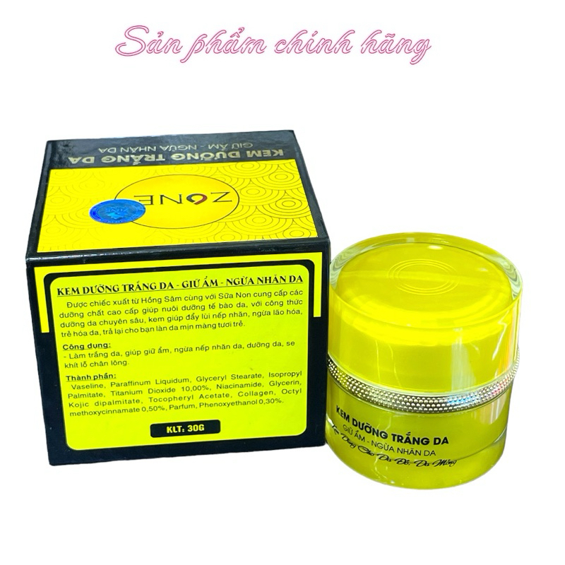 Kem ZONE Dưỡng Trắng Da Giữ Ẩm Ngừa Nhăn Da 30gram