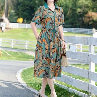 Váy ngắn tay cho mẹ trung niên độ tuổi 40-50, váy dài thoải mái cho mẹ trung niên