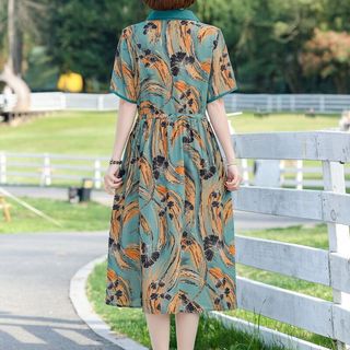 Váy ngắn tay cho mẹ trung niên độ tuổi 40-50, váy dài thoải mái cho mẹ trung niên