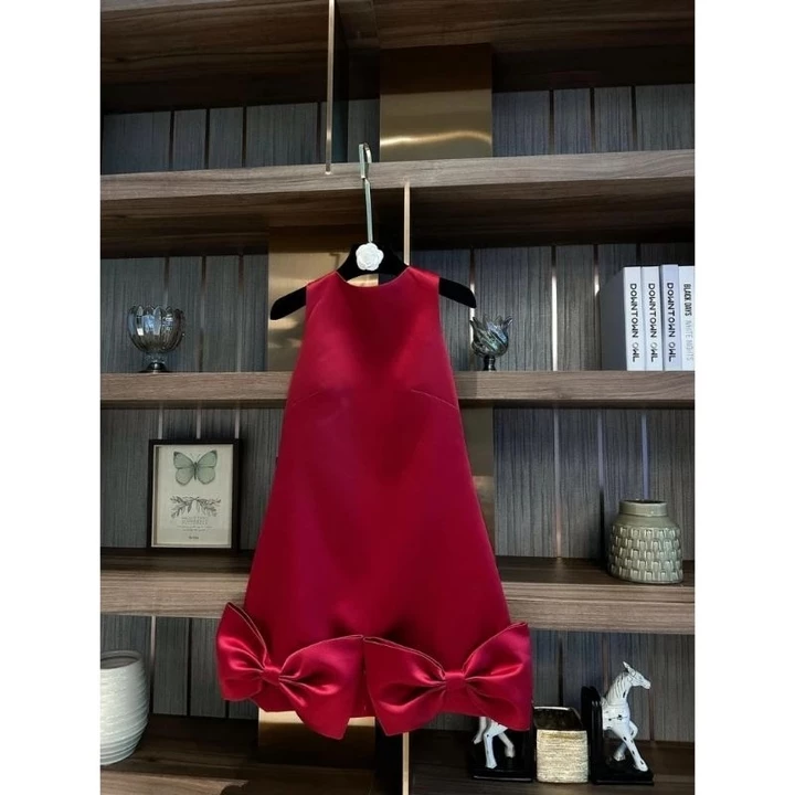 Váy tafta chữ A, váy suông A màu đỏ, Váy đỏ có bigsize 40kg-120kg