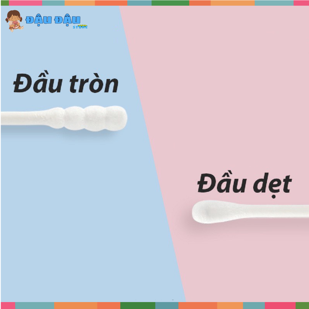 Tăm bông Misuta cho trẻ em  kháng khuẩn ( hộp 200 - 400 que lõi giấy) cho bé sơ sinh ngoáy tai, mũi Đậu Đậu Store
