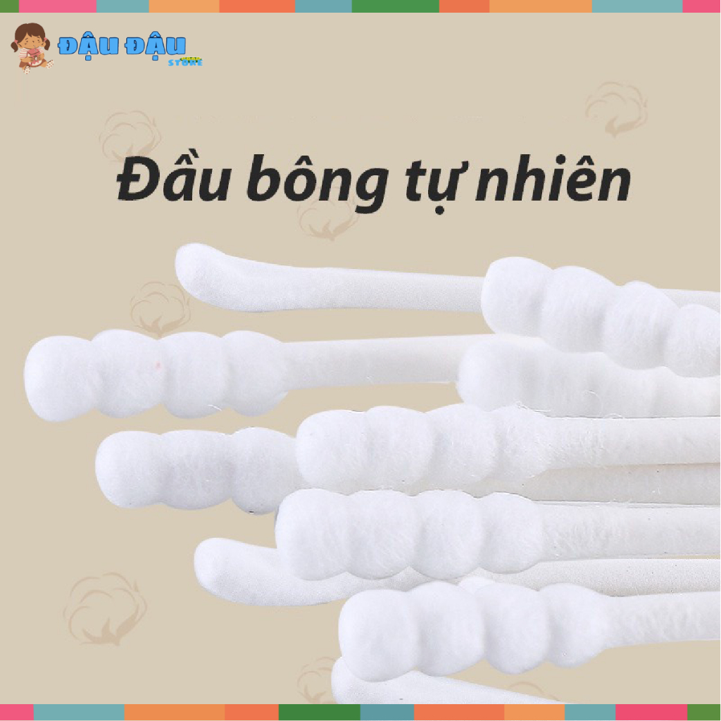 Tăm bông Misuta cho trẻ em  kháng khuẩn ( hộp 200 - 400 que lõi giấy) cho bé sơ sinh ngoáy tai, mũi Đậu Đậu Store