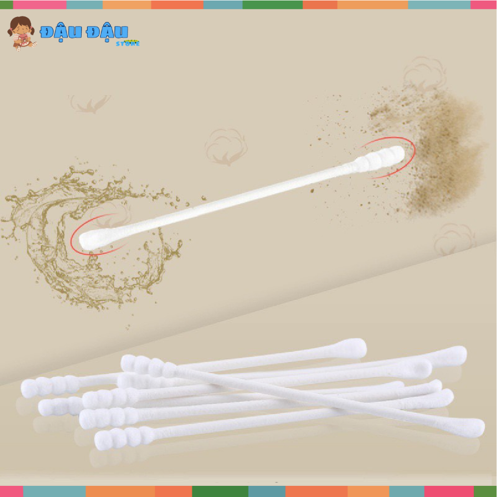Tăm bông Misuta cho trẻ em  kháng khuẩn ( hộp 200 - 400 que lõi giấy) cho bé sơ sinh ngoáy tai, mũi Đậu Đậu Store