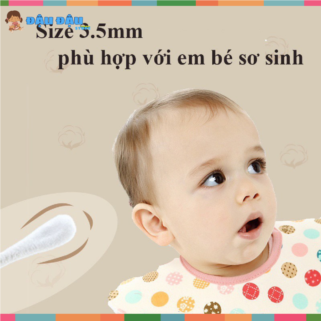 Tăm bông Misuta cho trẻ em  kháng khuẩn ( hộp 200 - 400 que lõi giấy) cho bé sơ sinh ngoáy tai, mũi Đậu Đậu Store