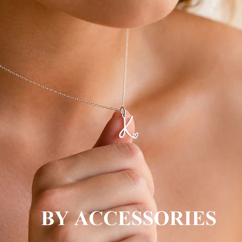 Mặt dây chuyền chữ cái phối trái tim nhỏ xinh kiểu nghiêng thép không gỉ MA2 BY ACCESSORIES