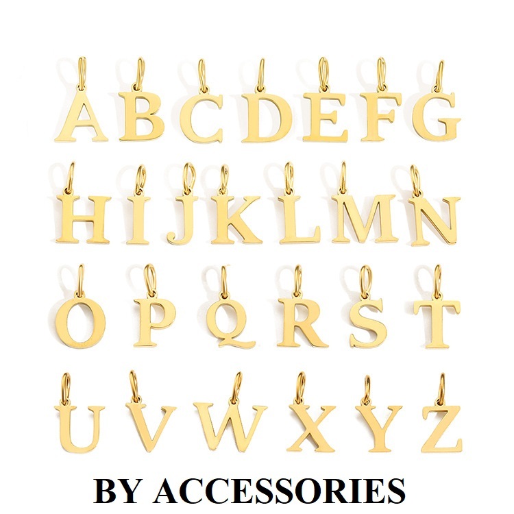 Mặt dây chuyền chữ cái in hoa thép không gỉ basic size nhỏ MA1 BY ACCESSORIES