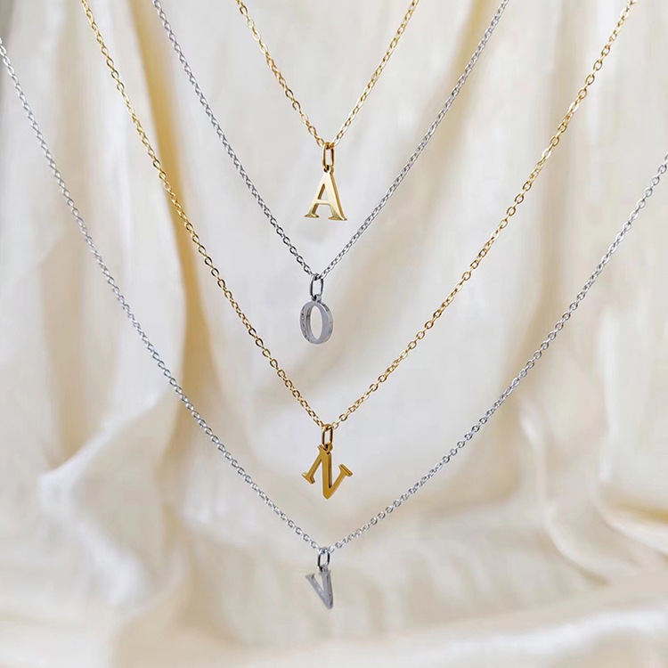 Mặt dây chuyền chữ cái in hoa thép không gỉ basic size nhỏ MA1 BY ACCESSORIES