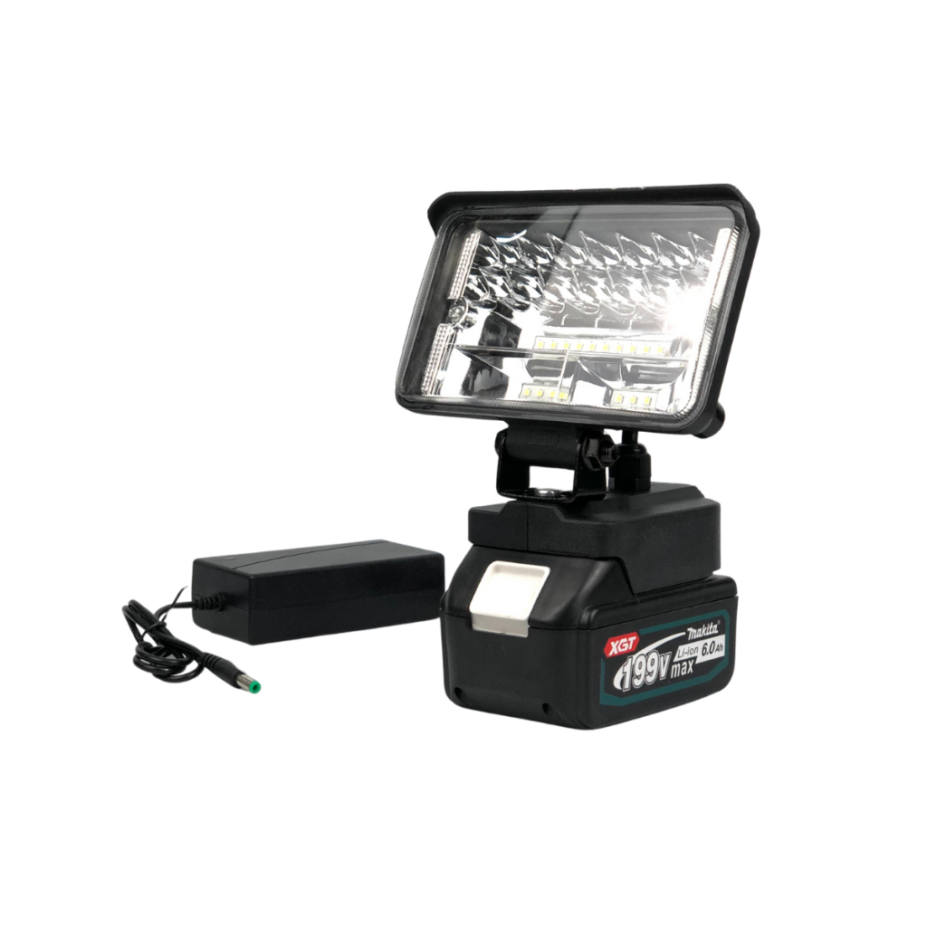 Đèn pin led 30 bóng dùng pin Makita chân pin phổ thông 4cm thiết kế bi cầu chiếu xa