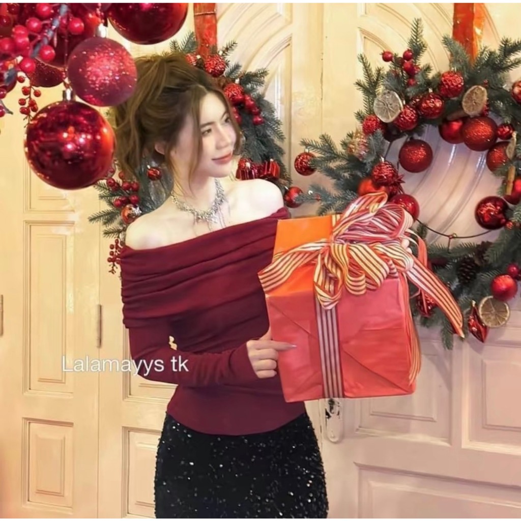 Áo Thun Nữ Tay Dài Trễ Vai Bigsize ESHOP Áo Phong Kiểu Thiết Kế Thời Trang Đẹp Ôm Dễ Thương MS021 Sang Chảnh Thun Tăm