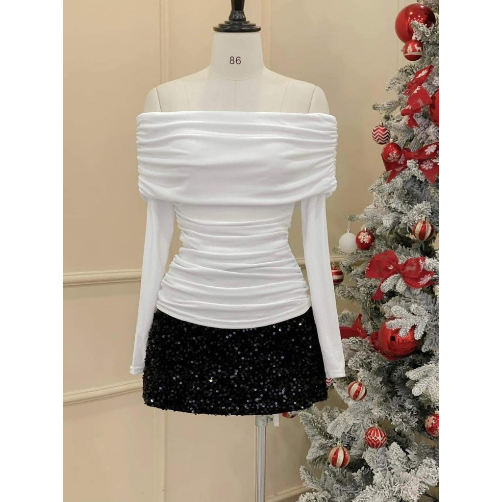 Áo Thun Nữ Tay Dài Trễ Vai Bigsize ESHOP Áo Phong Kiểu Thiết Kế Thời Trang Đẹp Ôm Dễ Thương MS021 Sang Chảnh Thun Tăm