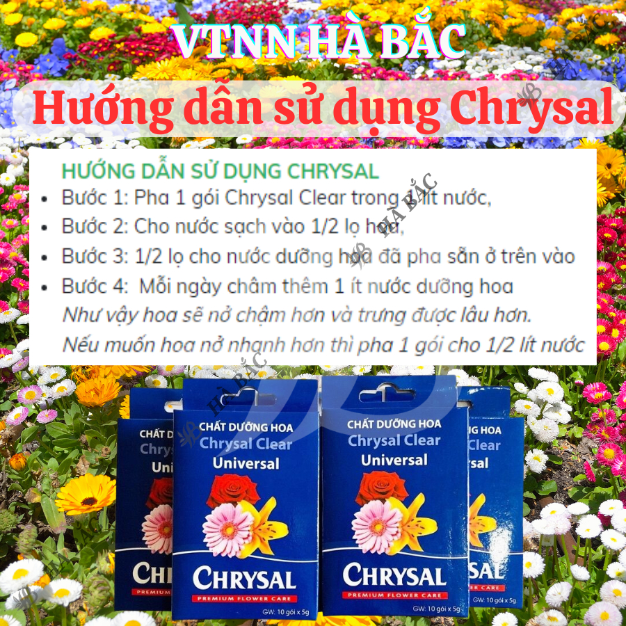 [COMBO 2 GÓI] Dưỡng Hoa Lâu Tàn Chrysal - Chất dưỡng hoa tươi lâu dành cho hoa bình, không hư nước (gói 5 gram)