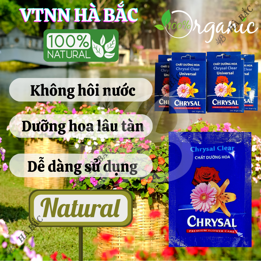 [COMBO 2 GÓI] Dưỡng Hoa Lâu Tàn Chrysal - Chất dưỡng hoa tươi lâu dành cho hoa bình, không hư nước (gói 5 gram)