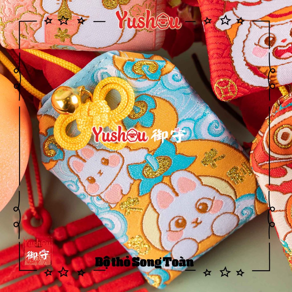 Tập hợp các mẫu túi vải Yushou Tình Yêu và Hạnh Phúc - Mẫu mới - Kiểu Omamori Nhật Bản, Có sẵn, Quà tặng ý nghĩa