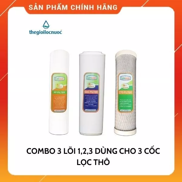 Combo 3 lõi lọc nước số 1,2,3, lõi lọc của Eromade Việt Nam, hàng chính hãng của Eromade