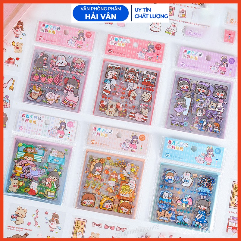 Set 20 tờ sticker họa tiết hoạt hình mẫu mã đẹp mắt, chống thấm nước ...