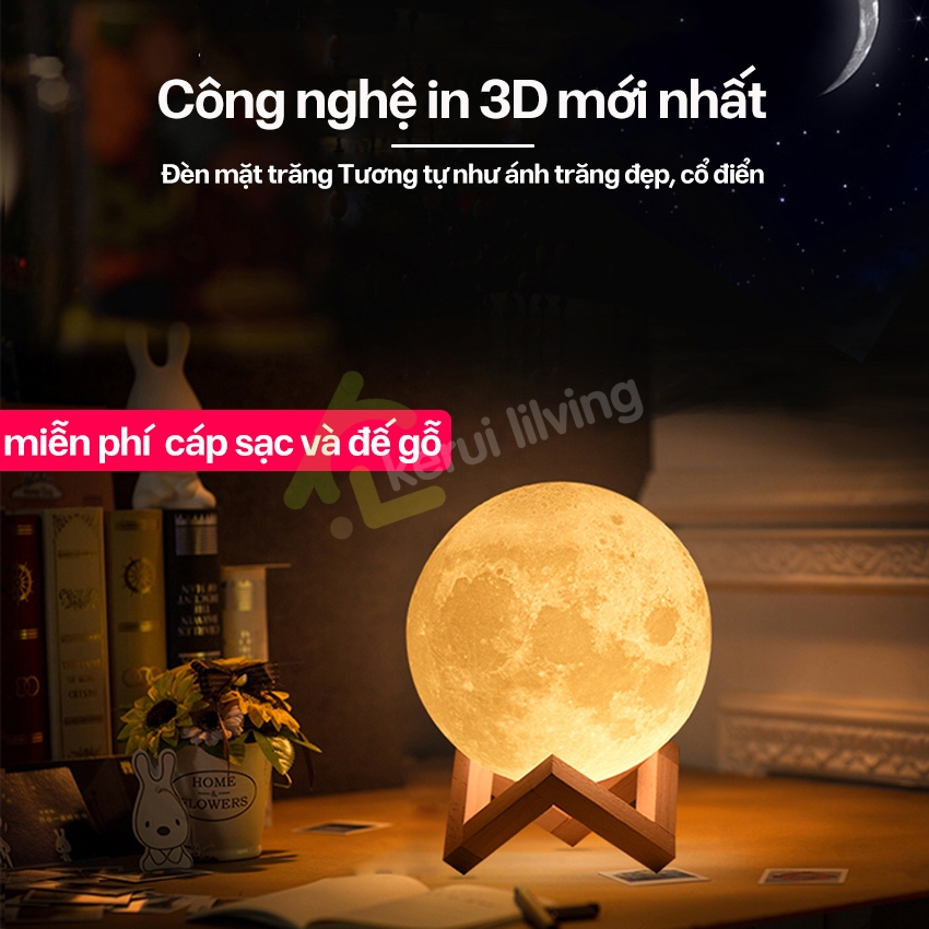 Đèn mặt trăng 3d cảm ứng LUMERA decor phòng nhiều kích cỡ, đèn tạo không gian lãng mạn, sang trọng