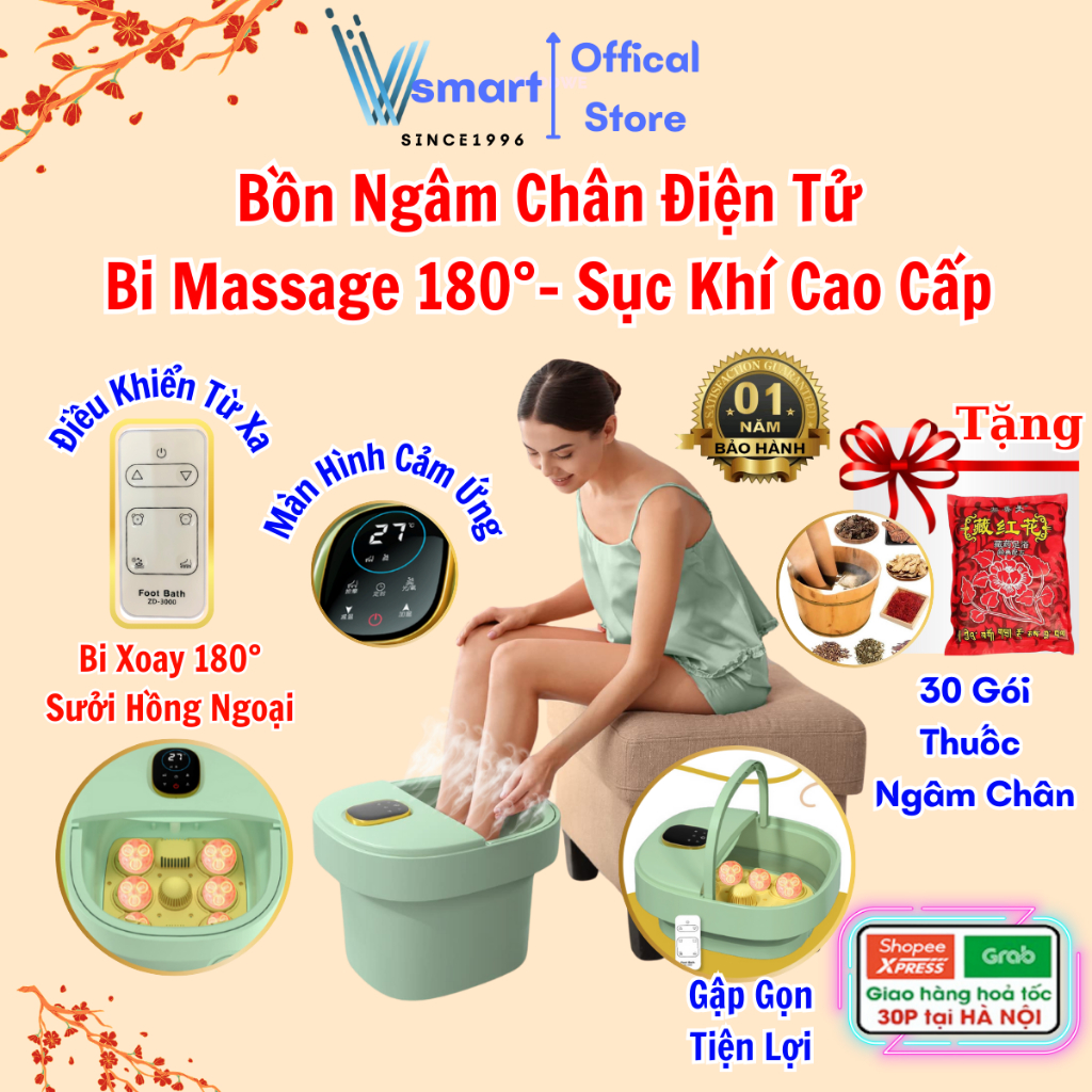 Chậu Ngâm Chân Massage Đa Năng, Bồn Ngâm Chân Massage Hồng Ngoại Cao Cấp Có Sục Khí, Tự Động Làm Nóng Giảm Đau Hiệu Quả