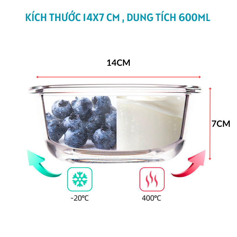 Ảnh Hộp đựng cơm thủy tinh tròn, hộp đựng canh Yeahcook Borosilicate Glass Bowl 3