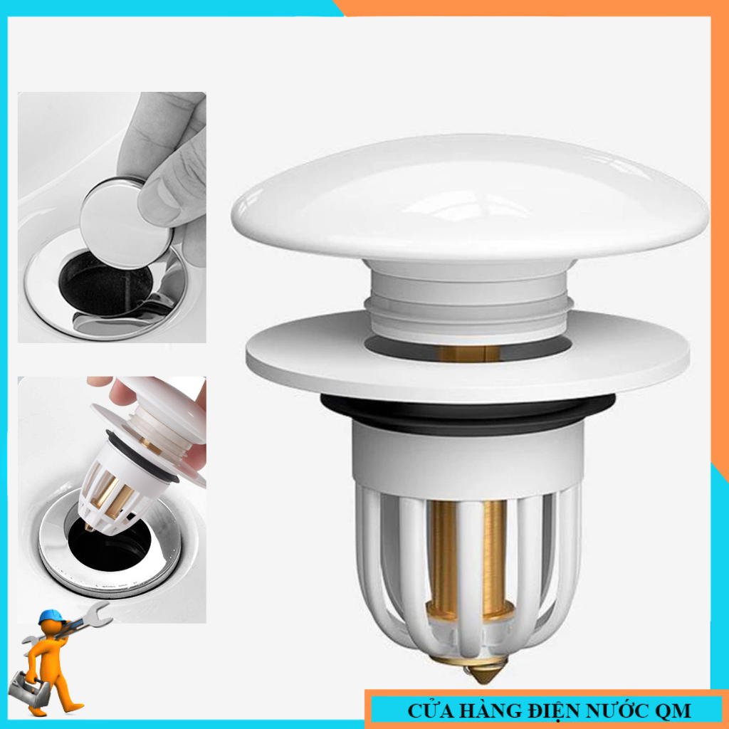 Nút chặn thoát nước bồn rửa mặt, nút nhấn xả lavabo bằng sứ lọc rác ...