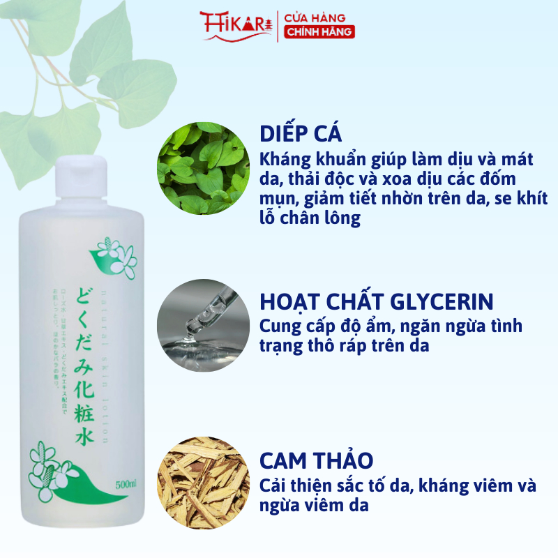 Ảnh Nước hoa hồng diếp cá Toner tía tô Chinoshio Dokudami Natural Skin Lotion 500ml 2