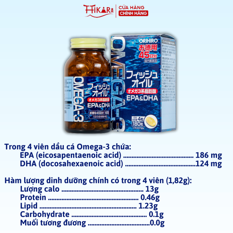 Ảnh Viên uống dầu cá Omega 3 bổ mắt bổ não Orihiro Nhật Bản 180 viên 3