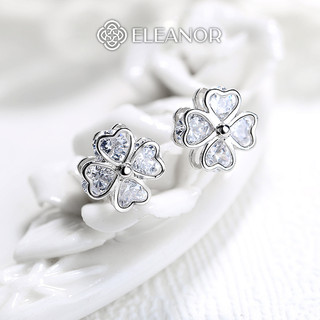 Bông tai nữ chuôi bạc 925 Eleanor Accessories hình cỏ 4 lá phụ kiện trang sức khuyên tai 6225