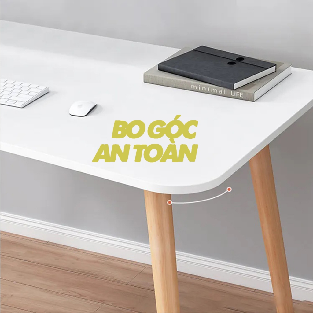 Bàn chữ nhật gỗ ngồi bệt, bàn làm việc chân gỗ, lắp ráp đơn giản phong cách hàn quốc kích thước 75x40