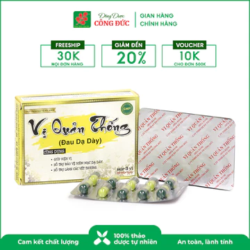 Viên uống Vị Quản Thống Công Đức - Giúp hỗ trợ giảm đau, viêm dạ dày tá tràng, Hộp 30 viên