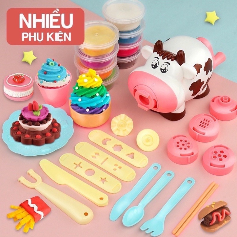 Đồ Chơi Đất Nặn Bò Sữa Ngộ Nghĩnh 8 Hộp Màu Độc Đáo An Toàn Giúp Bé Phát Triển Sự Sáng Tạo