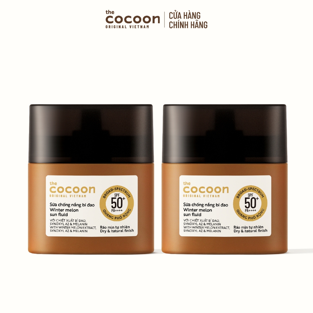 MINI SIZE - HÀNG TẶNG KHÔNG BÁN - Combo 2 Sữa chống nắng bí đao - Ráo mịn tự nhiên SPF 50+, UVA-PF 62.6 Cocooon 15ml