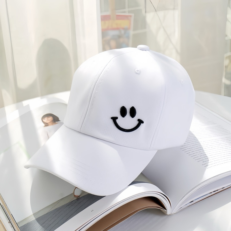 Mũ lưỡi trai nón bucket nam nữ thêu mặt cười T 987
