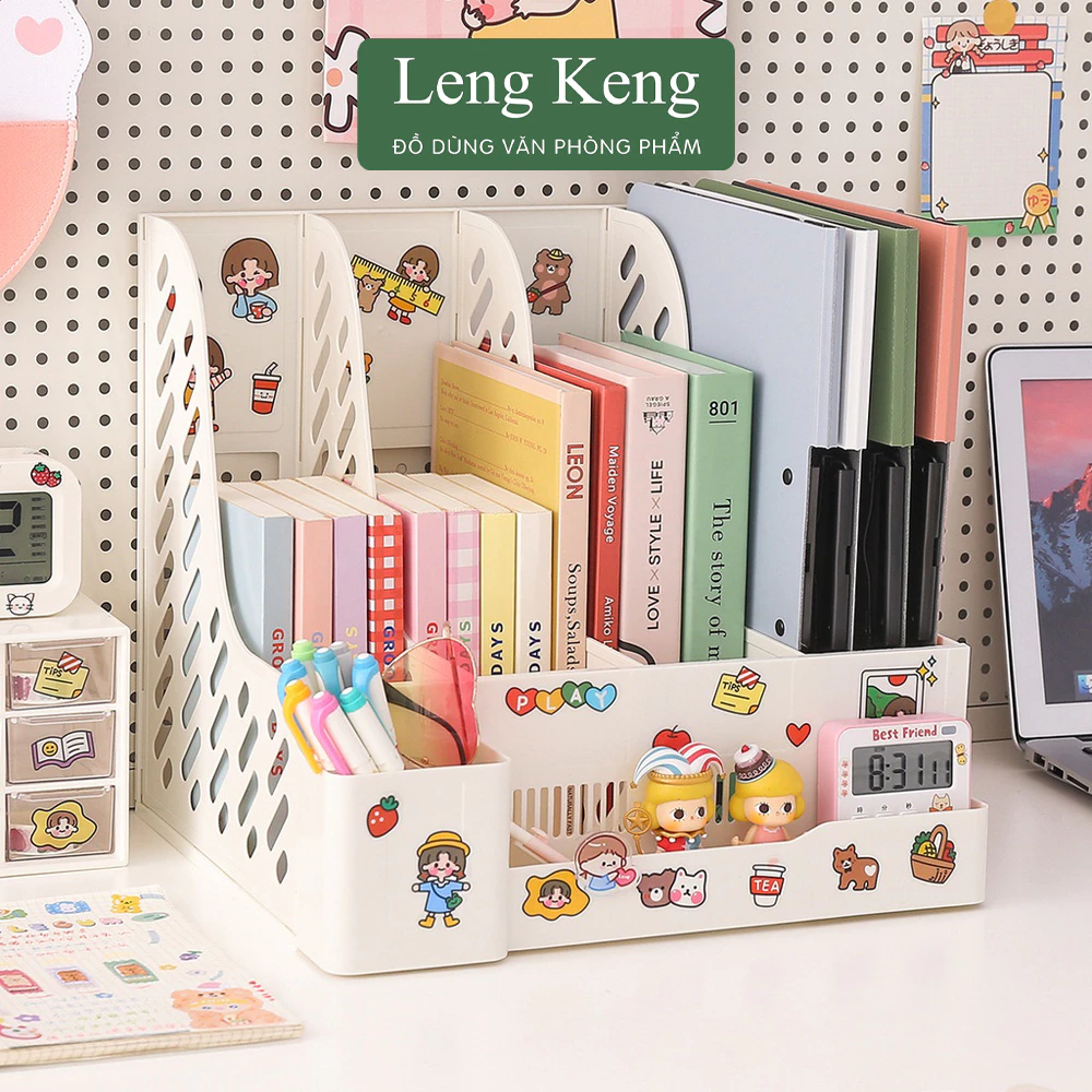 Khay đựng tài liệu Leng Keng kệ đựng tài liệu văn phòng A4 4 ngăn để bàn lưu trữ sách vở văn phòng p