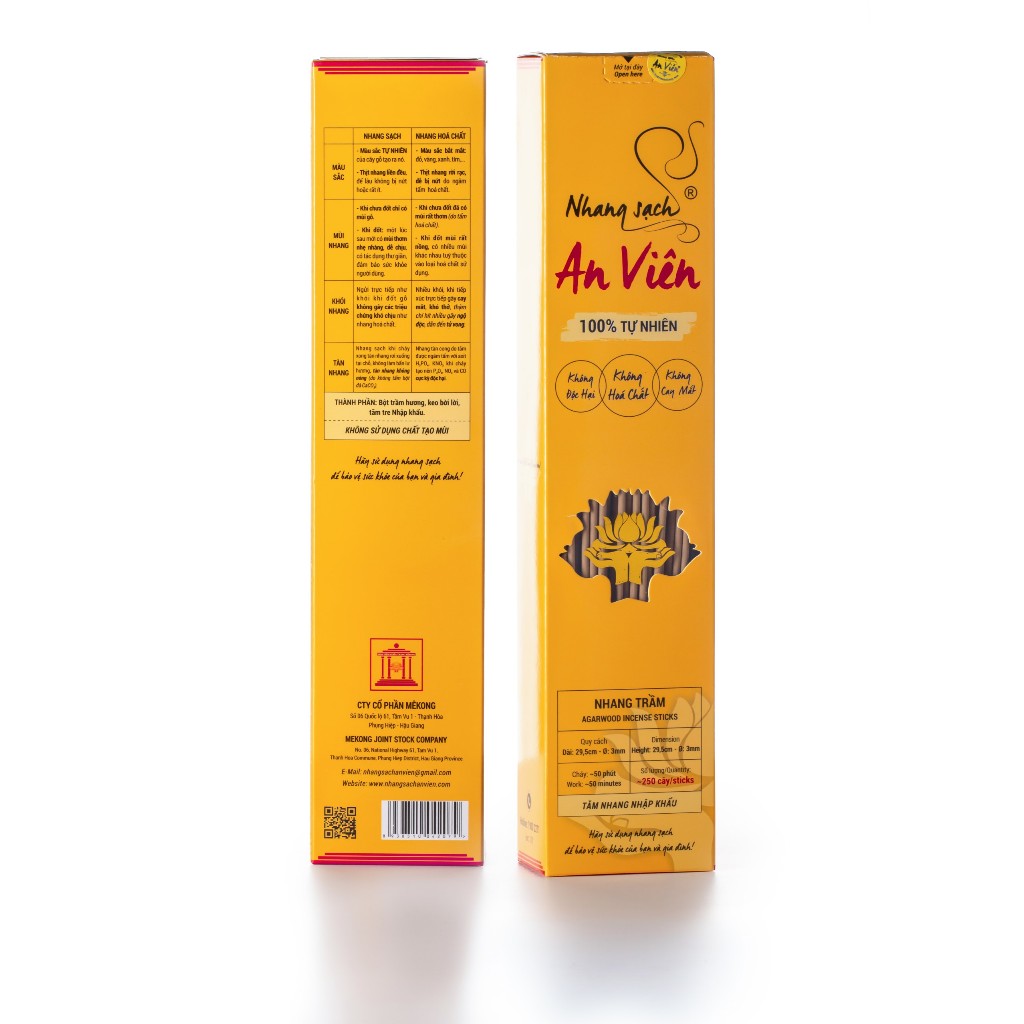 Nhang trầm An Viên 3 tấc (hộp 250 cây)