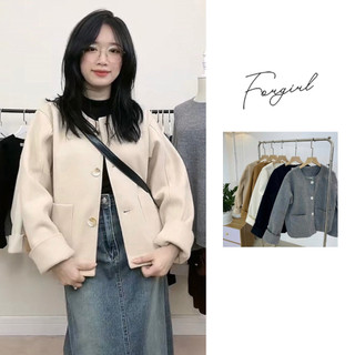 Áo khoác dạ Forgirl dạ ép hai túi dáng lửng tay gập dày dặn T042 xám
