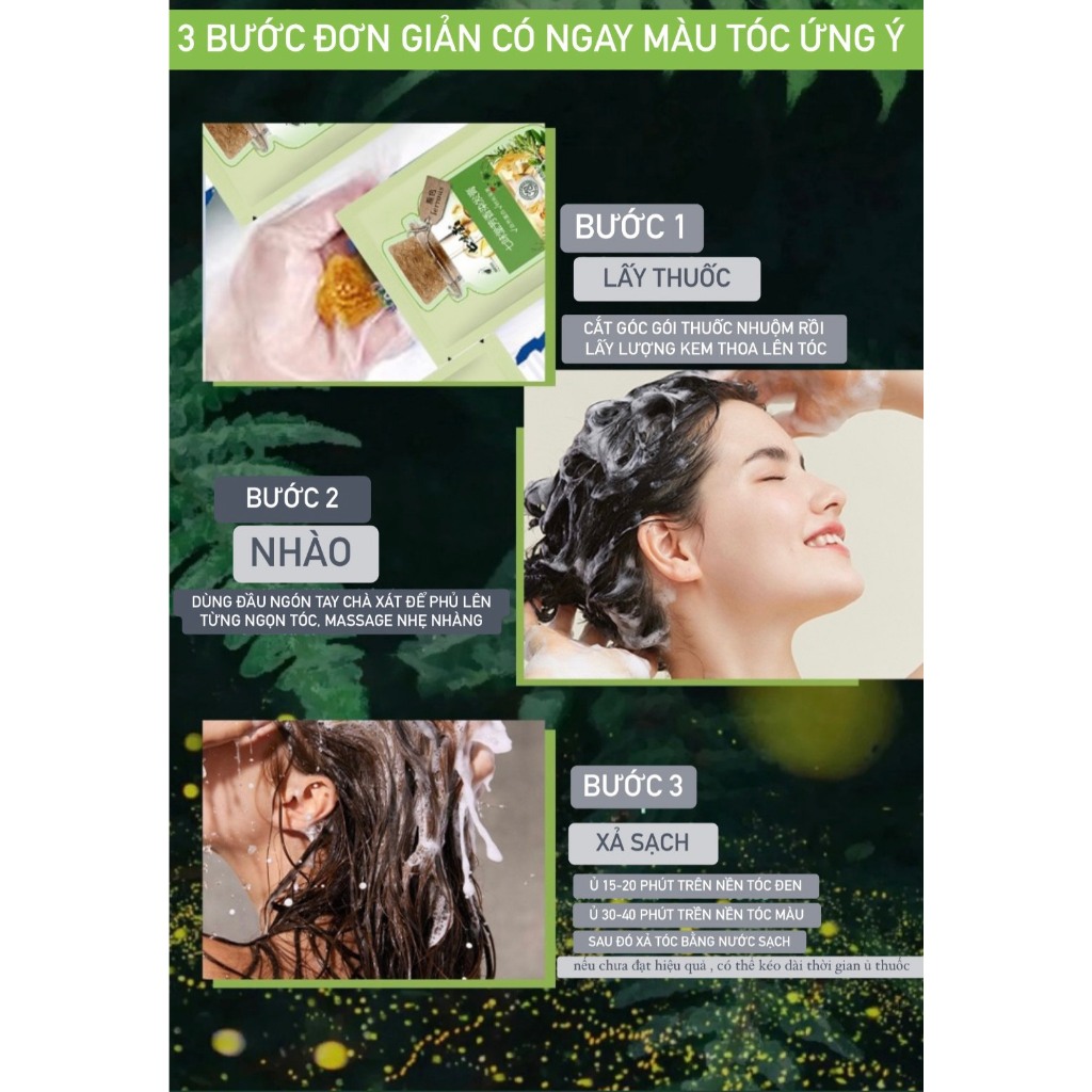 [GIÁ HỜI] Thuốc Nhuộm Tóc Hộp 10 gói, Dầu Gội Phủ Màu Thảo Dược Chiết Xuất Nhiều Tinh Chất Thực Vật Bền Màu