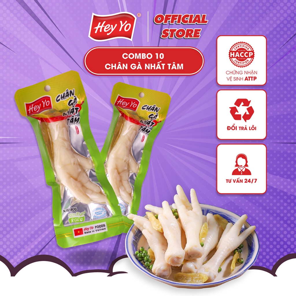 Combo 10 Chân Gà cay Hey Yo Nhất Tâm 40g ngâm ớt xanh hàng Việt Nam ...