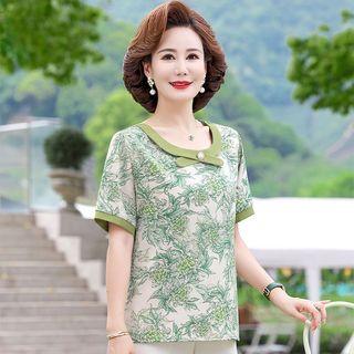 Áo sơ mi voan ngắn tay thời trang mùa hè cho mẹ trung niên 40 tuổi, áo mỏng cho phụ nữ trung niên và lớn tuổi