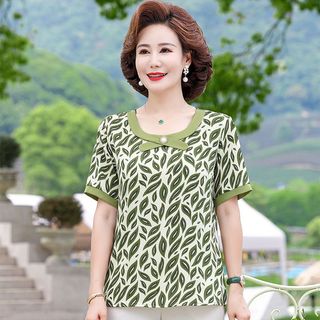 Áo sơ mi voan ngắn tay thời trang mùa hè cho mẹ trung niên 40 tuổi, áo mỏng cho phụ nữ trung niên và lớn tuổi