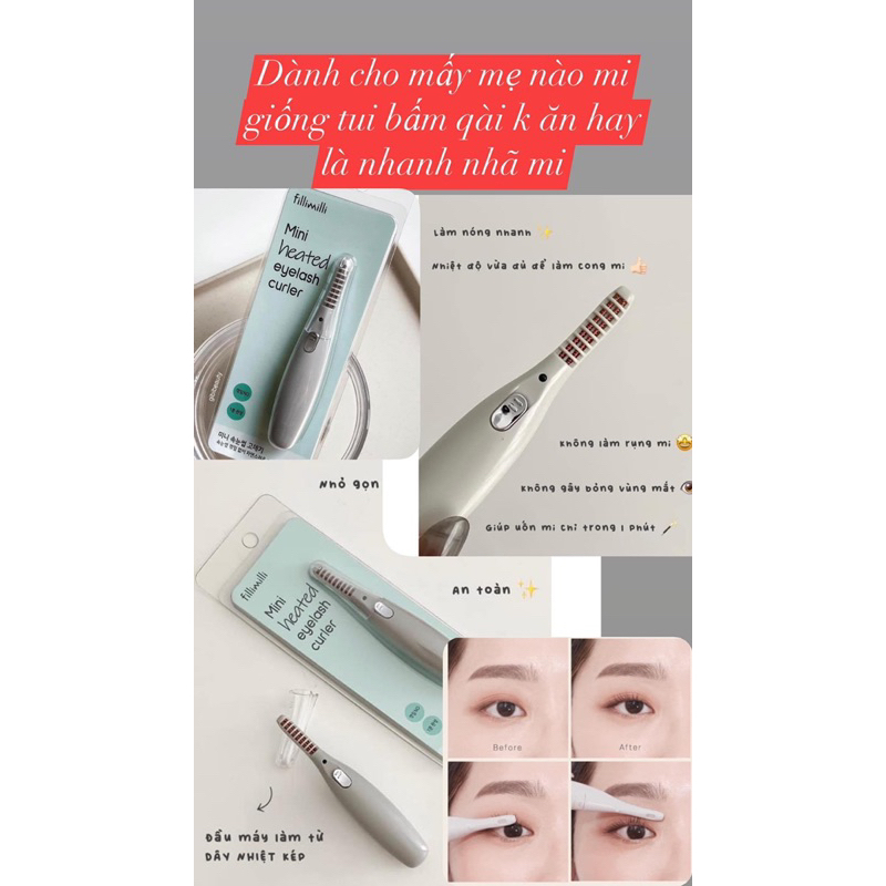 Máy uốn mi nhiệt Olive Young Fillimilli Mini Heated Eyelash Curler