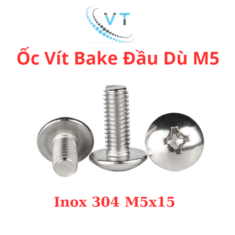 VÍT, ỐC PAKE ĐẦU DÙ INOX 304_M5 (5 LI) M5X15 (túi 25 con)