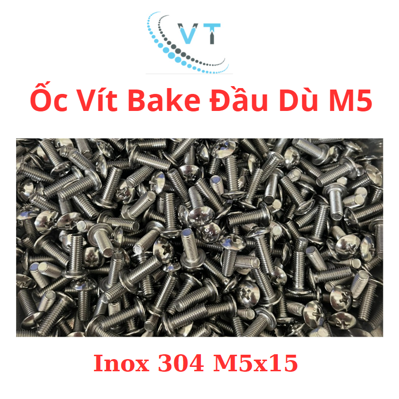 VÍT, ỐC PAKE ĐẦU DÙ INOX 304_M5 (5 LI) M5X15 (túi 25 con)