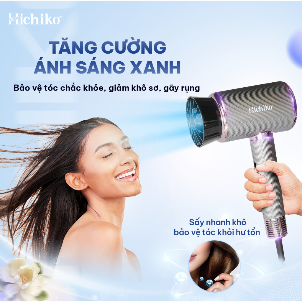 Máy sấy tóc Hichiko HC5510 cao cấp 2 chiều công suất lớn 2000W, có ion âm và ánh sáng bảo vệ tóc
