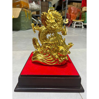 Tượng Rồng Nhả Ngọc Chữ Phúc Dát Vàng Vật phẩm phong thuỷ quà tặng trang trí Giáp Thìn