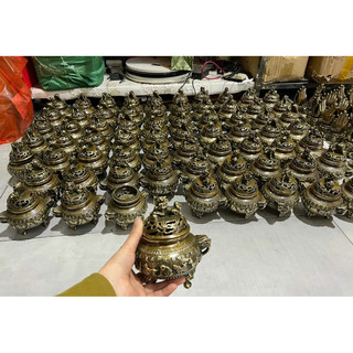[GIAO MẪU NGẪU NHIÊN] Lư Xông trầm đốt trầm 12 con giáp bằng đồng màu cổ đồng hun