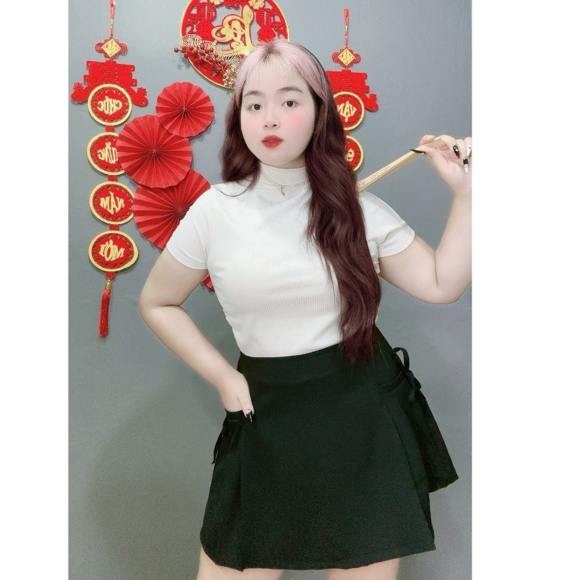 Chân Váy Chữ A Lưng Cao Bigsize Nữ Phối Nơ Xinh Xắn Có Lót Vải Tây Mềm Mại Đứng Phom CV404
