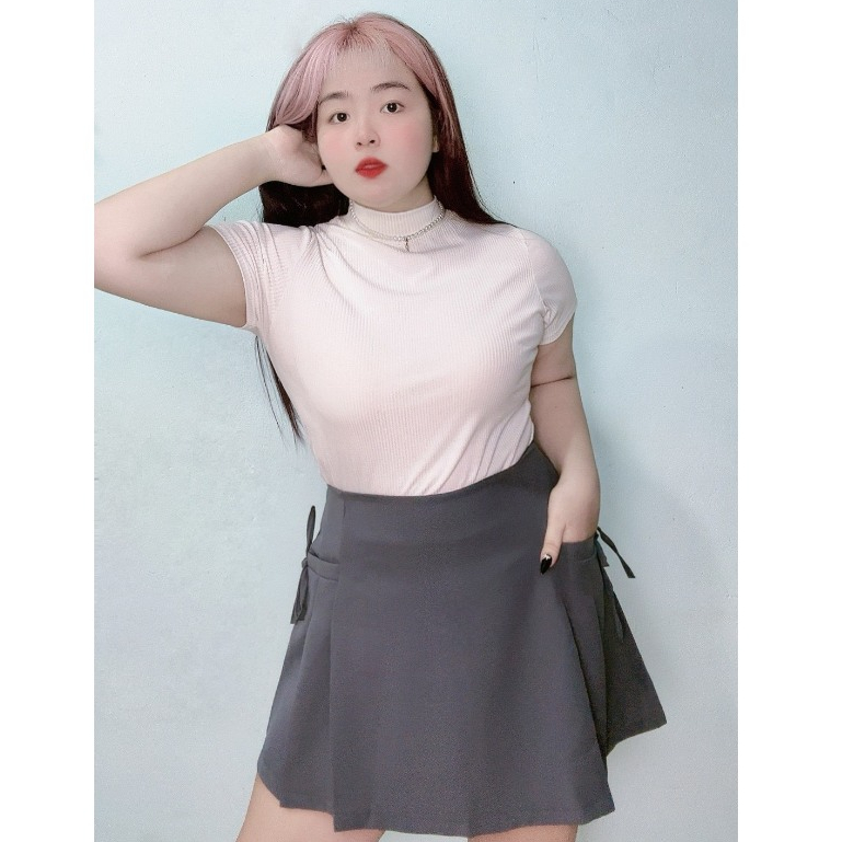 Chân Váy Chữ A Lưng Cao Bigsize Nữ Phối Nơ Xinh Xắn Có Lót Vải Tây Mềm Mại Đứng Phom CV404