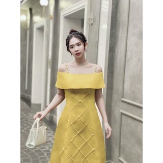 Đầm xòe thiết kế 2 dây kết hạt đan eo cao cấp- TKO