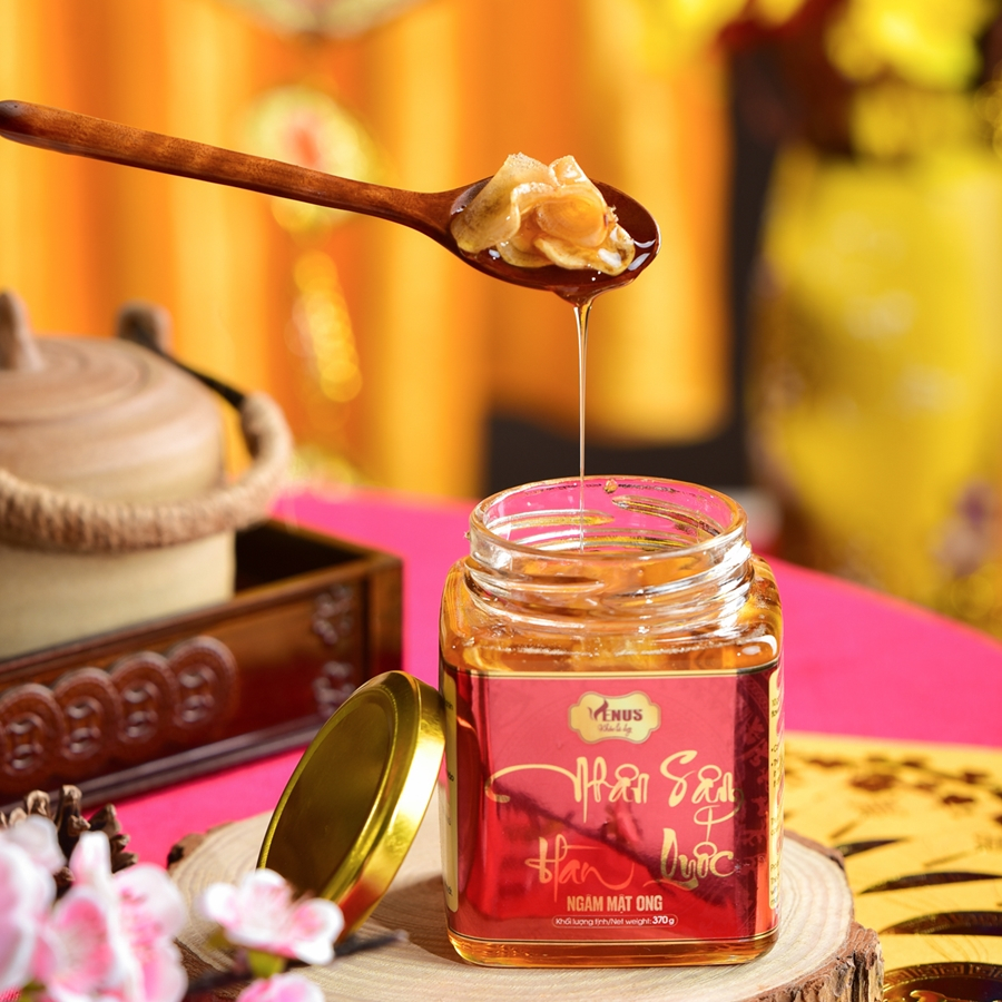 Bộ quà tặng R.ượu đông trùng hạ thảo, sâm Hàn Quốc ngâm mật ong, trà đông trùng hạ thảo VENUS EMART