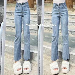 Quần jeans ống đứng xanh nhạt 1 cúc Yến Tee , mặc đi học , che khuyết điểm #30017