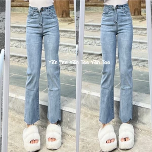 Quần jeans ống đứng xanh nhạt 1 cúc Yến Tee , mặc đi học , che khuyết điểm #30017